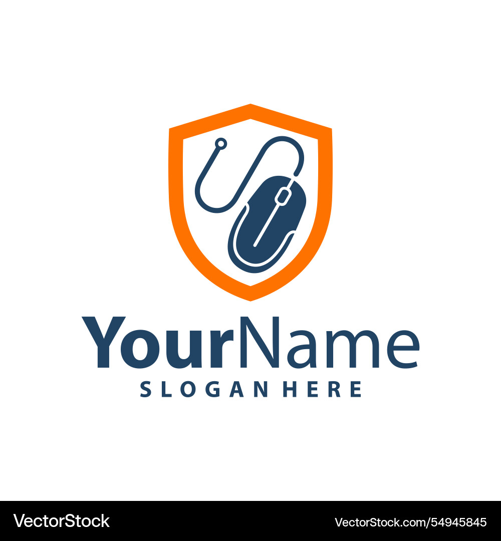 Computer mouse with shield logo design Computer mouse with shield logo design Vector Image
