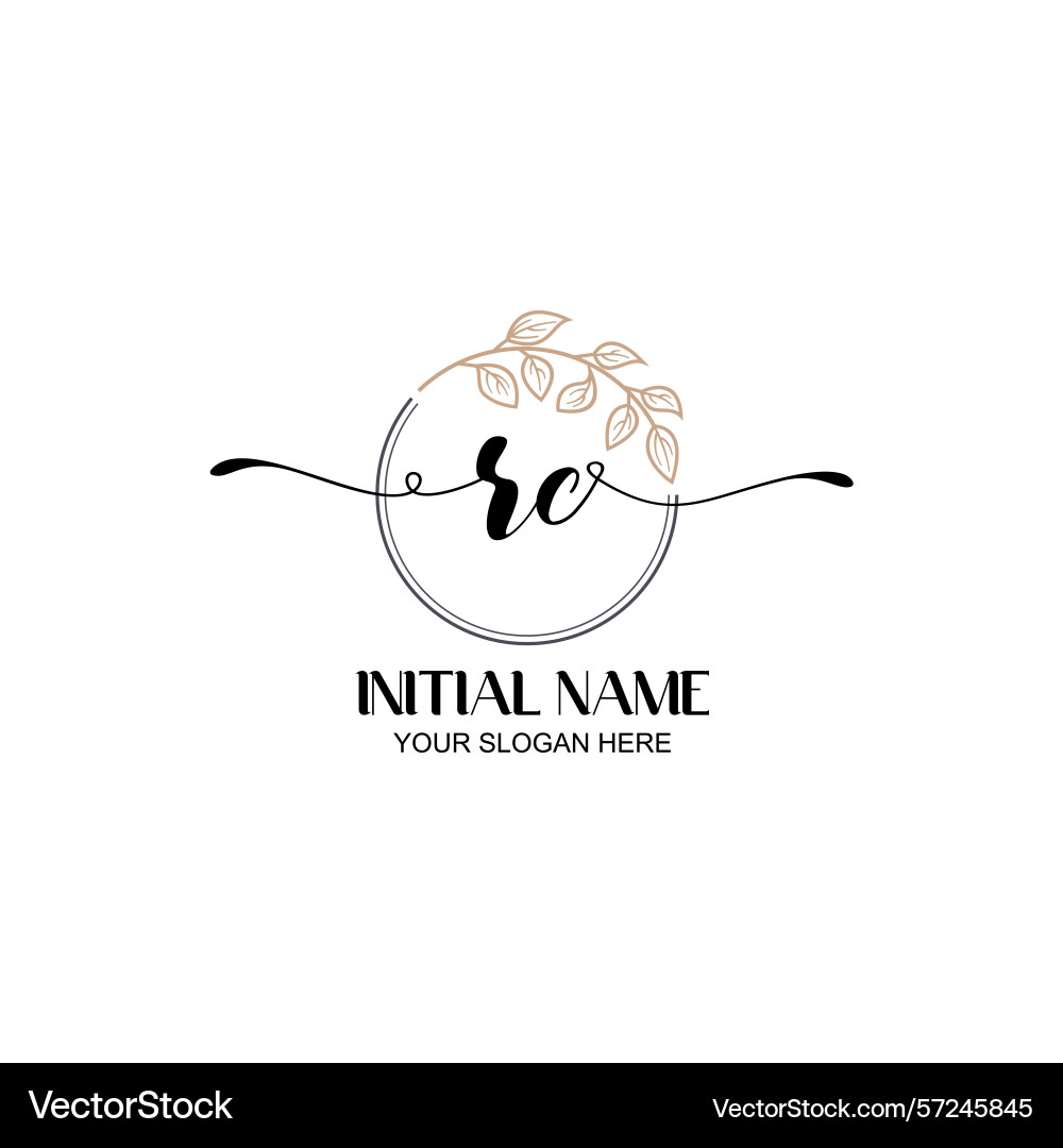 Elegant rc initial logo design with botanical Vector Image