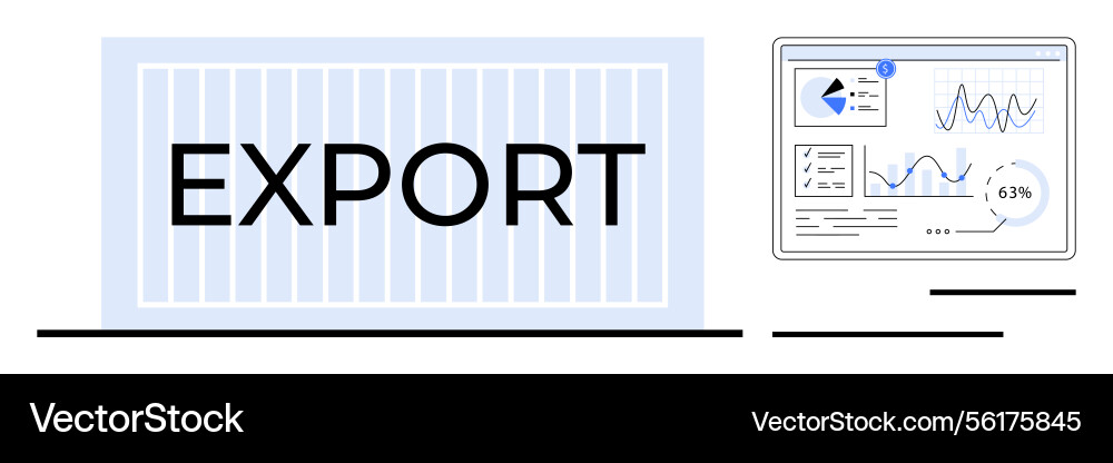 Export shipping container with statistical data Export shipping container with statistical data vector image