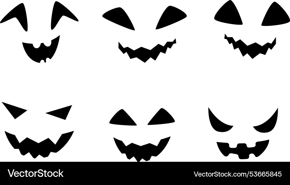 Halloween Charakter schwarze Silhouette Gesicht Symbole Halloween Charakter schwarze Silhouette Gesicht Symbole vektorbild