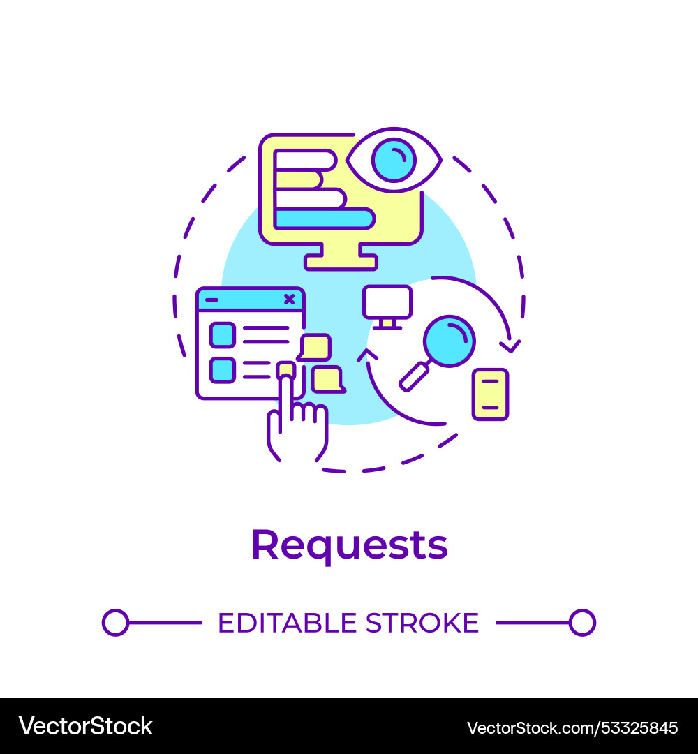 Requests multi color concept icon Requests multi color concept icon Vector Image