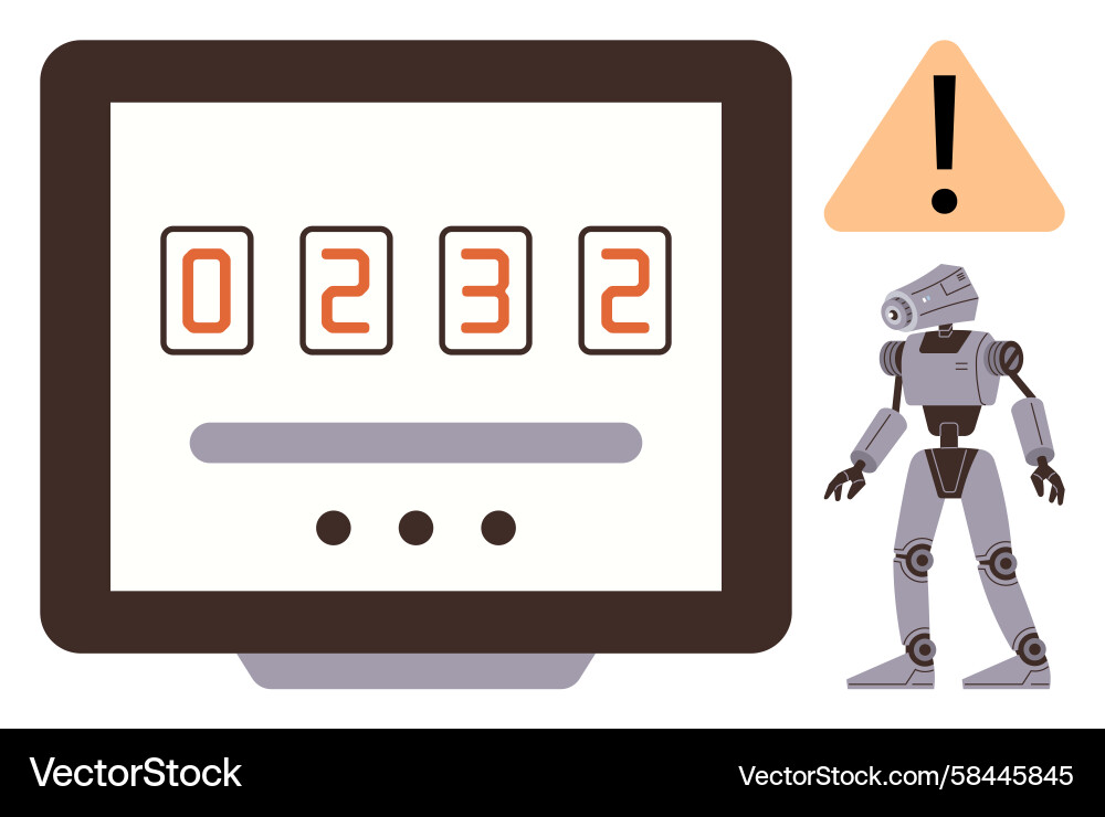 Robot Countdown Timer with Alert Vector Image