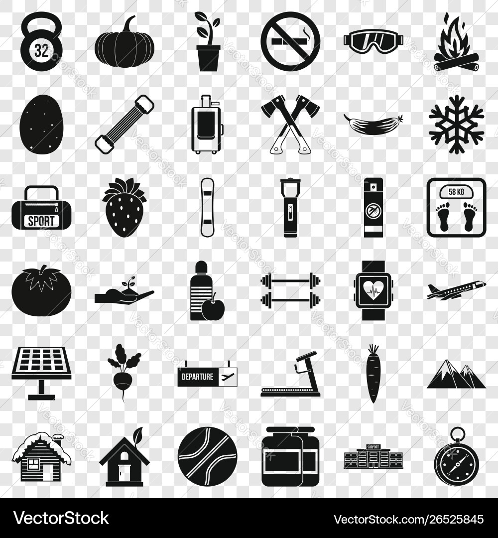 Tree icons set simple style vector image