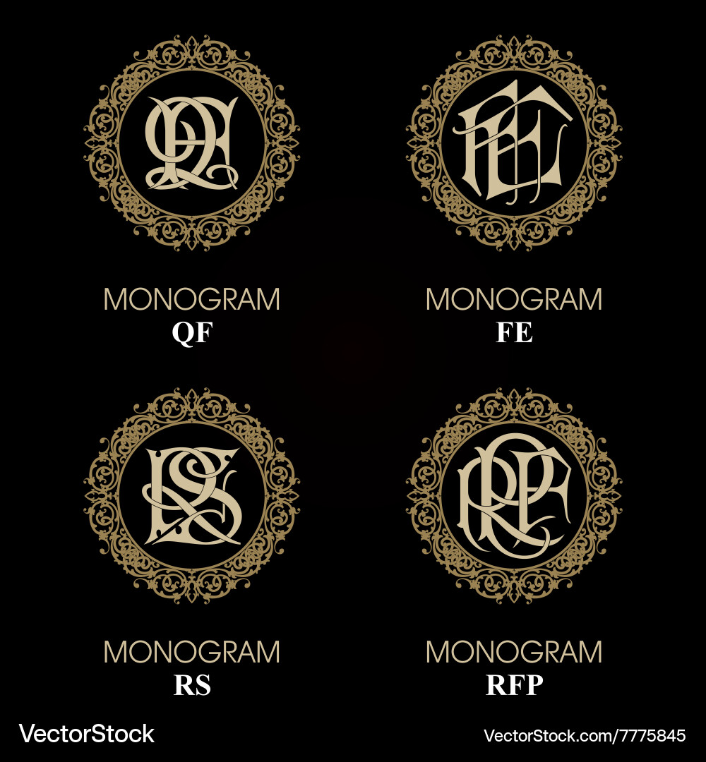 Vintage Monogramme - 4 Sets Serie Vektorbild