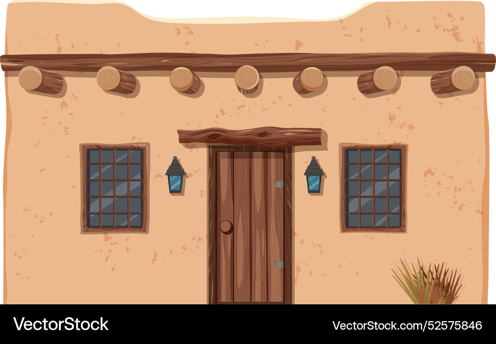 A rustic adobe house Royalty Free Vector Image