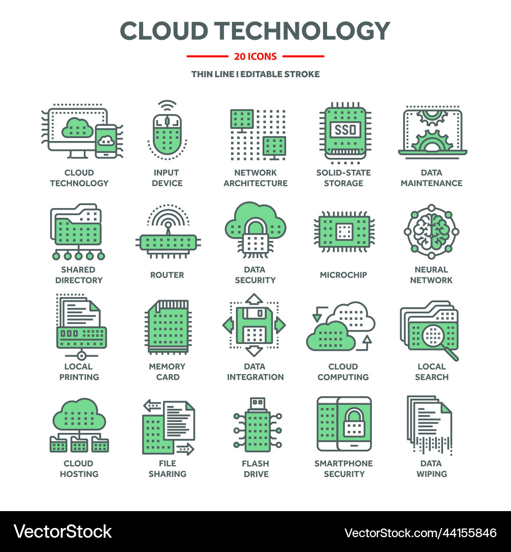 Cloud computing and internet technology database Cloud computing and internet technology database vector image