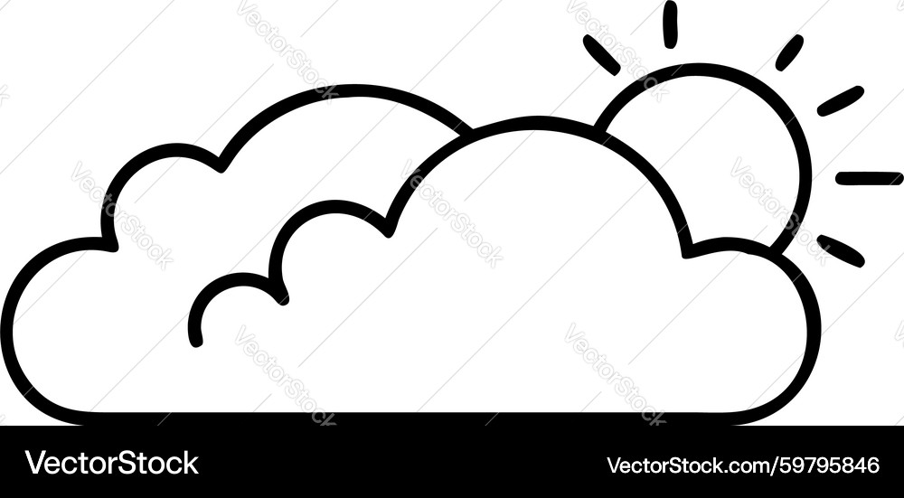 Cloud with Sun Outline Icon Royalty Free Vector Image