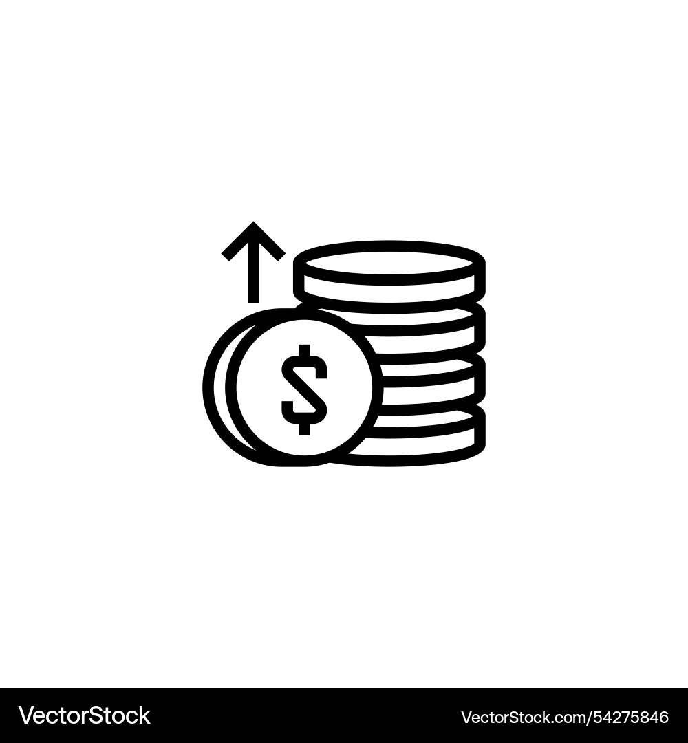 Coin stack line icon linear style sign for mobile vector image