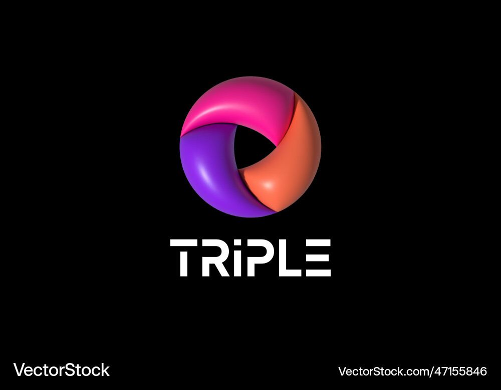 Inflated 3d ribbon rotation loop circle Inflated 3d ribbon rotation loop circle vector image