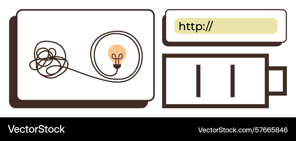 Lightbulb with power cord empty battery vector image
