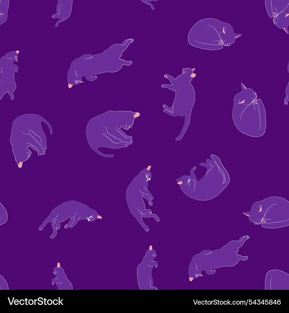 Mystical seamless pattern of cats in boho style Vector Image