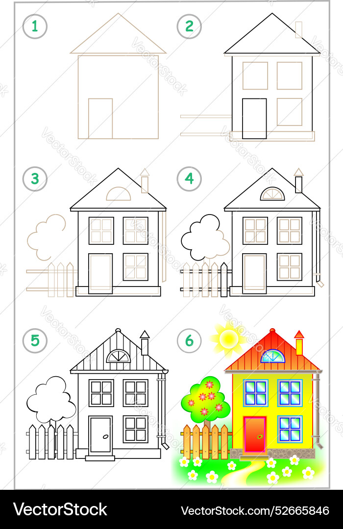 Page shows how to learn step by draw Page shows how to learn step by draw vector image