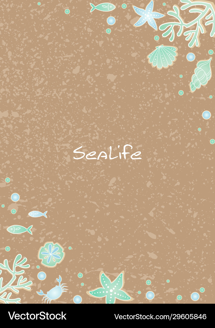 Sealife auf braunem Sandrahmen Hintergrund Sealife auf braunem Sandrahmen Hintergrund vektorbild
