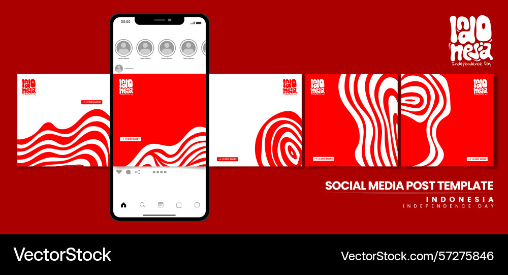 Set of carousel post template with irregular Vector Image