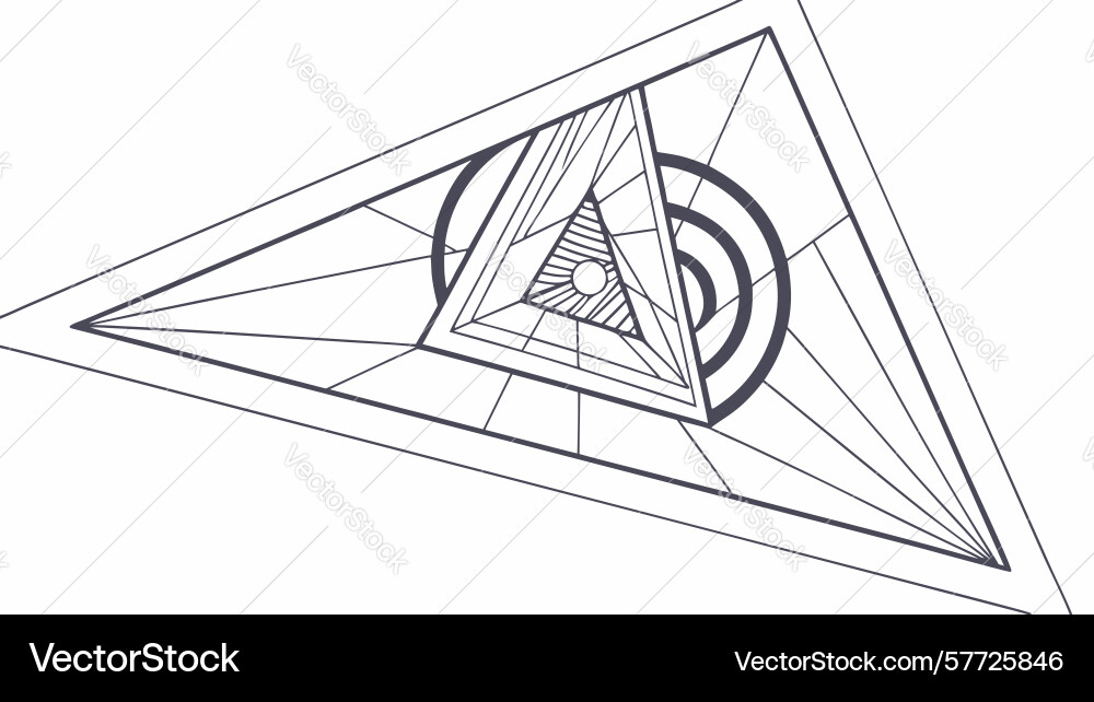 Wireframe 3d geometric pyramid abstract structure vector image