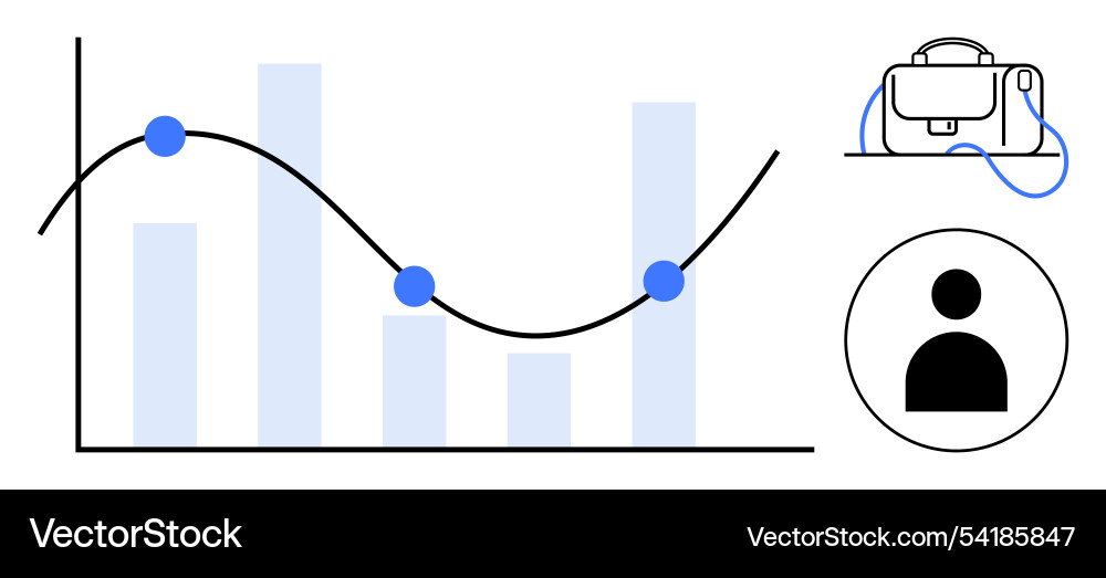 Business data analysis with iconography of graph Vector Image