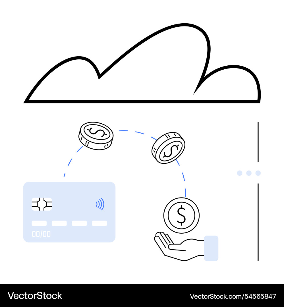 Cloud-based payment system with digital currency Vector Image