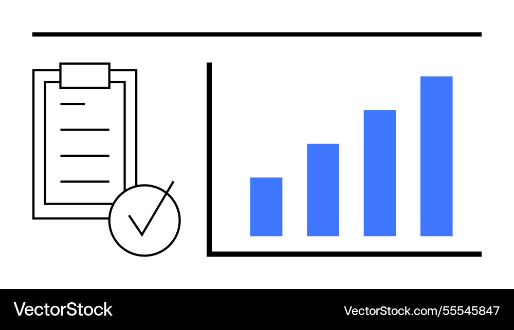 Data analysis with checklist and bar graph concept Vector Image