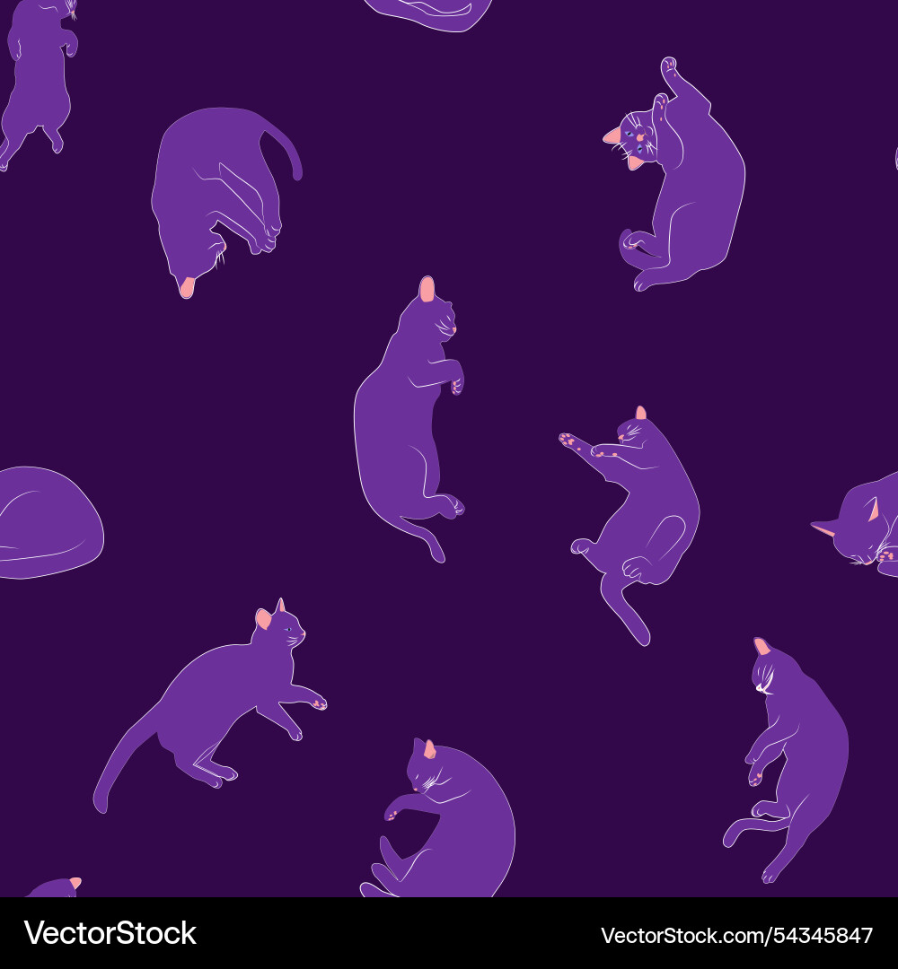 Mystical seamless pattern of cats in boho style Mystical seamless pattern of cats in boho style vector image