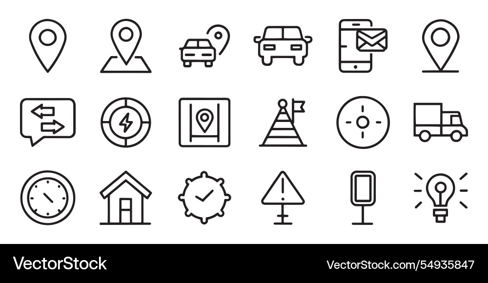 Navigation and roads related editable stroke Navigation and roads related editable stroke vector image