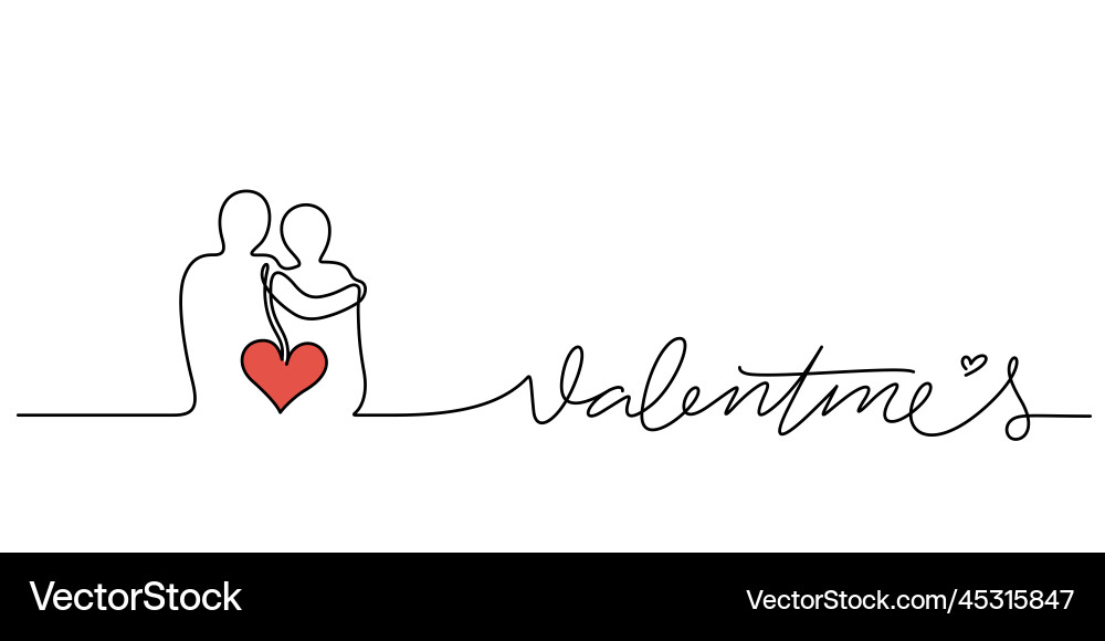 Romantic couple hug continuous line drawing vector image