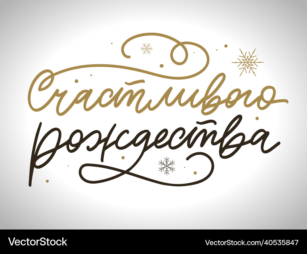 Russian merry christmas calligraphy lettering vector image