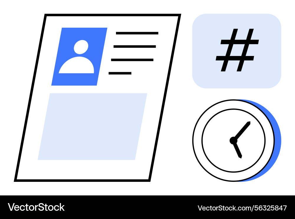 User Profile Card with Clock Icon Vector Image