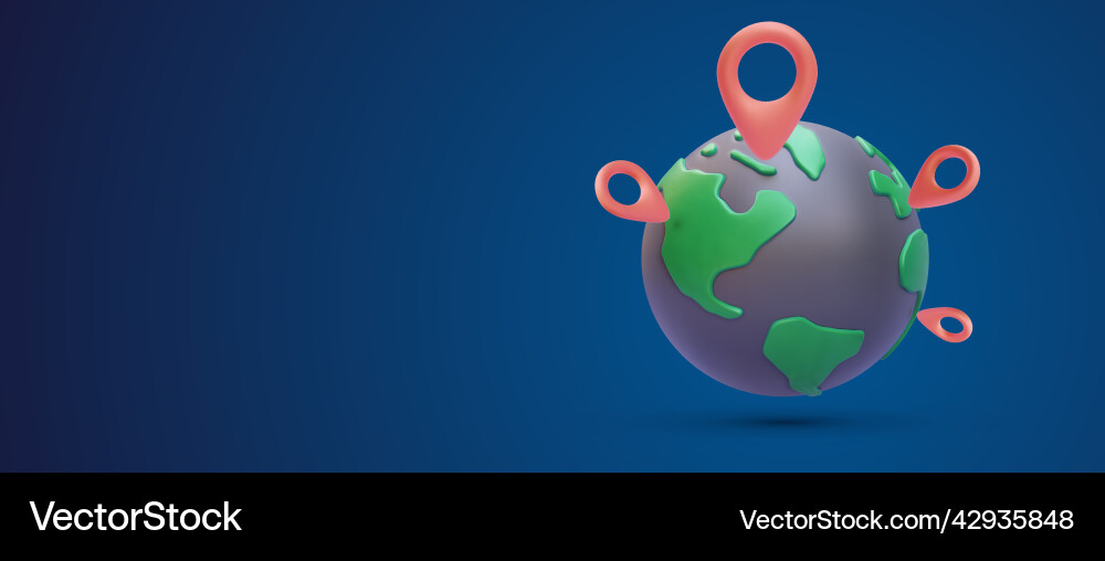 3d location pin pointer on global earth 3d location pin pointer on global earth vector image