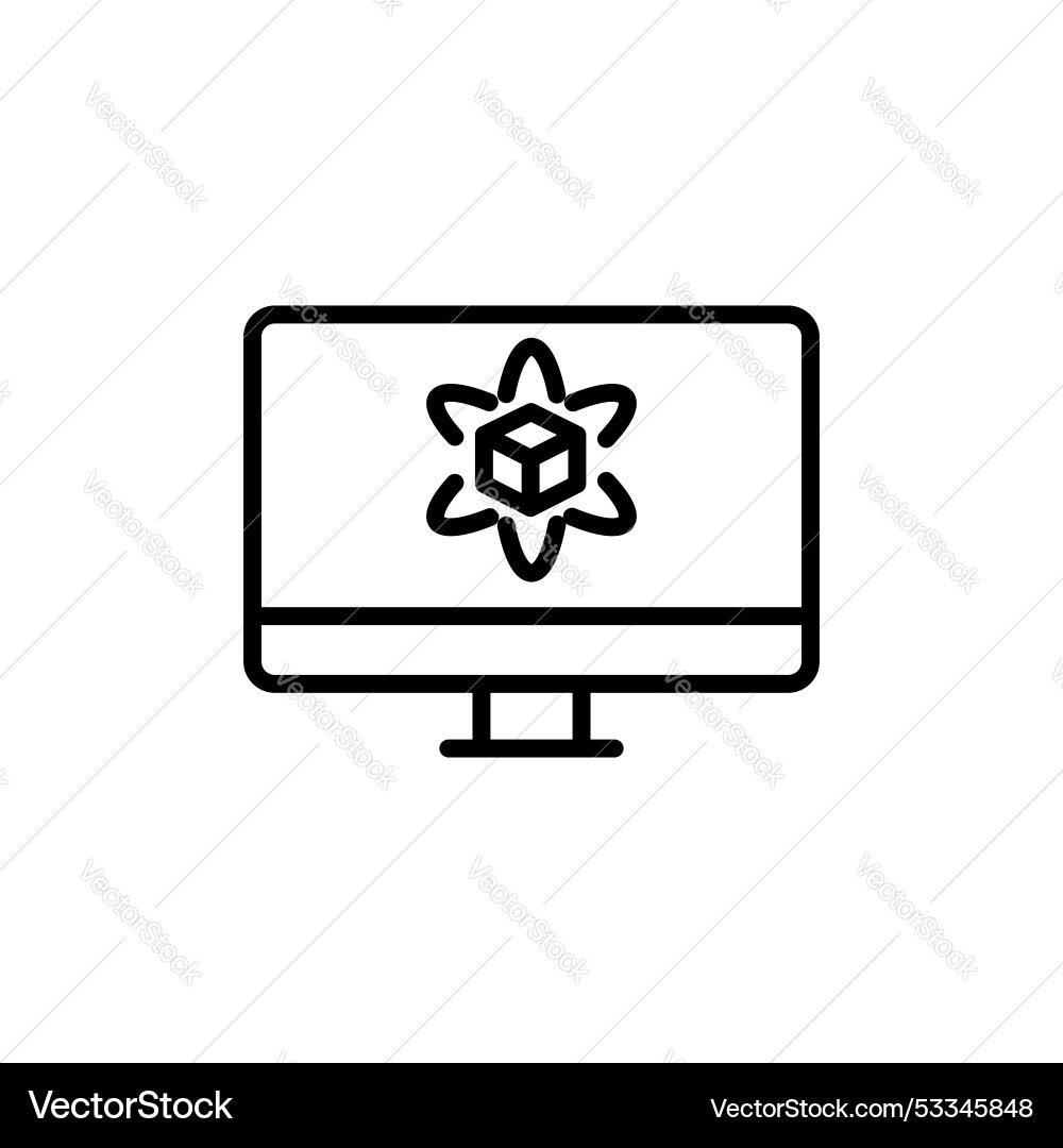 Computer simulation line icon isolated on white Vector Image