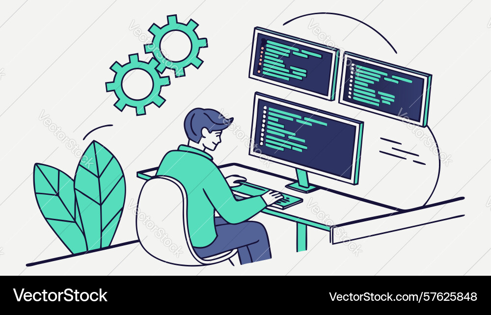 Digital workflow system management vector image