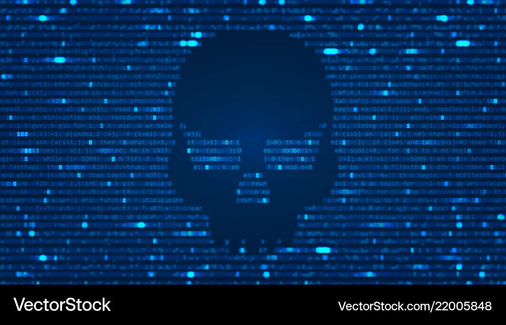 Hacker Schädel ASCII Code Hintergrund vektorbild