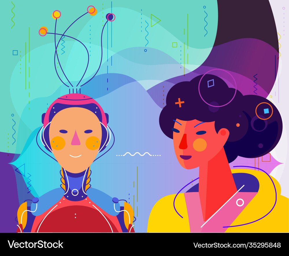 Human vs artificial intelligence concept trendy Vector Image