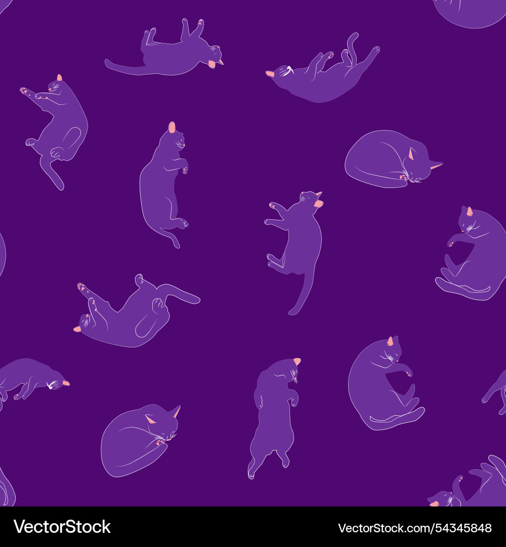 Mystical seamless pattern of cats in boho style Mystical seamless pattern of cats in boho style vector image