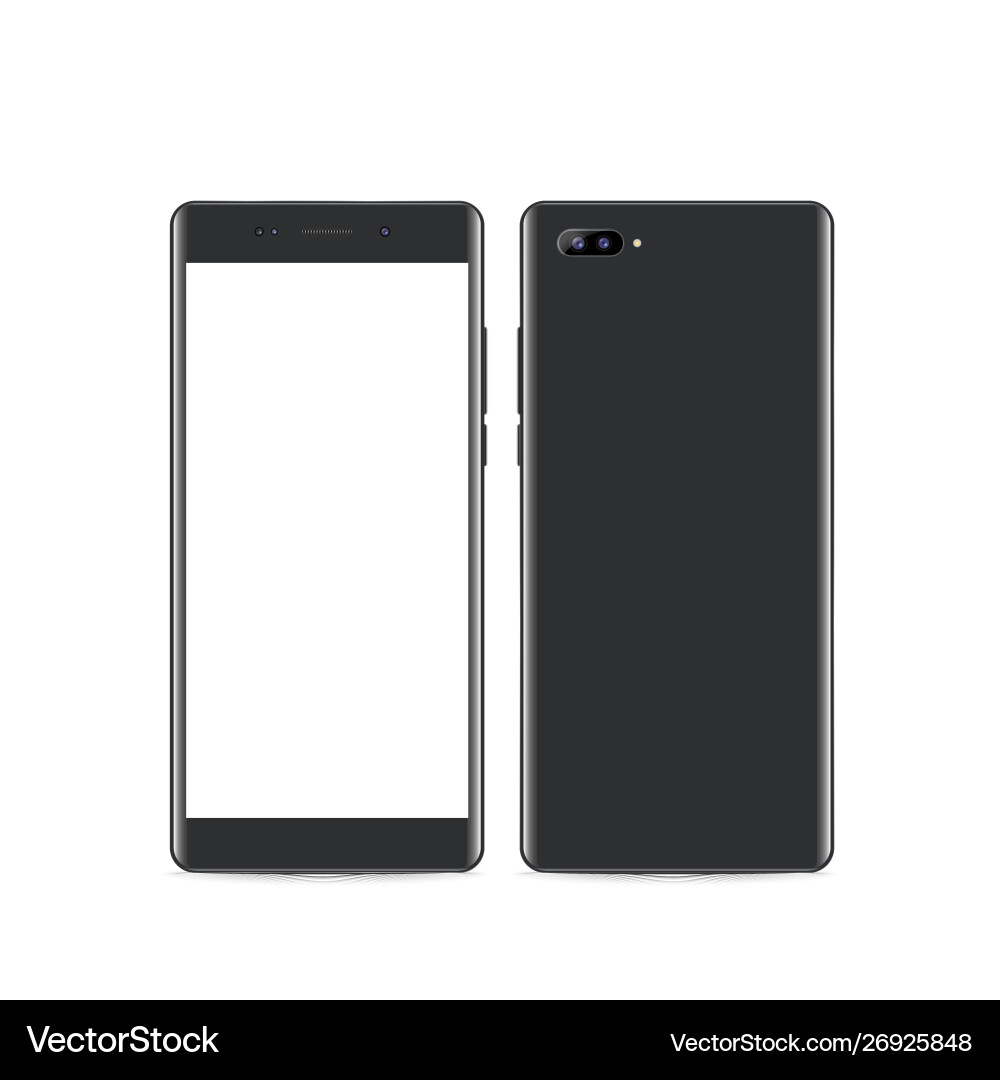 Realistic dark grey smartphone front and back Realistic dark grey smartphone front and back vector image