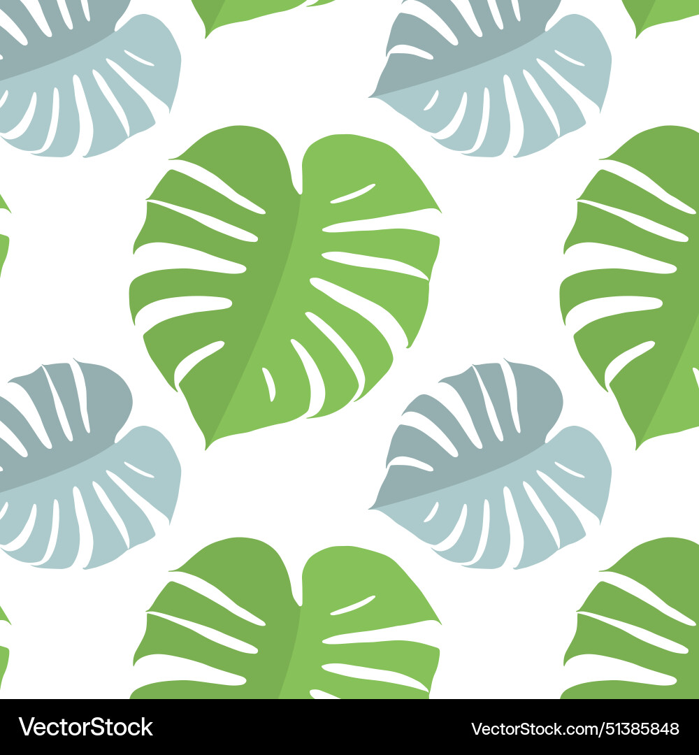 Seamless pattern with monstera leaves in two color Vector Image