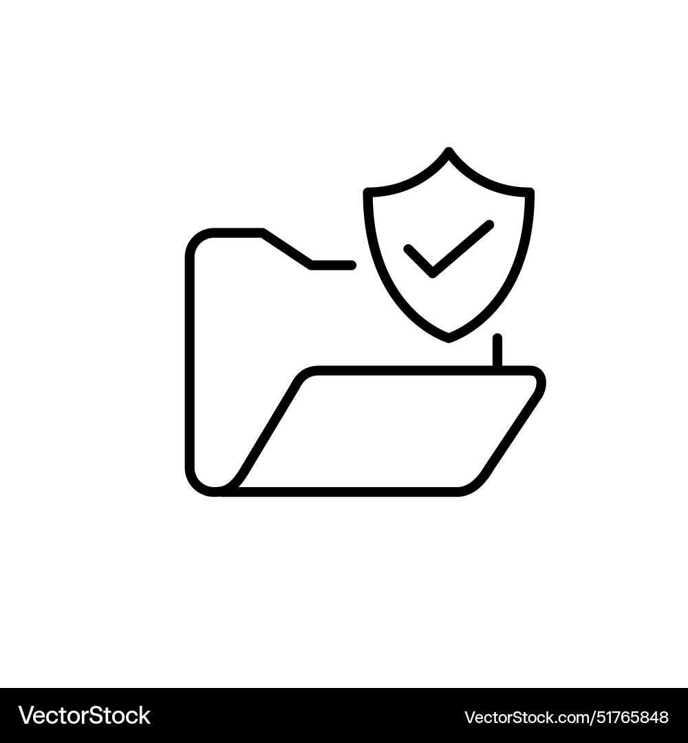 Shield with a checkmark and folder verified Shield with a checkmark and folder verified Vector Image