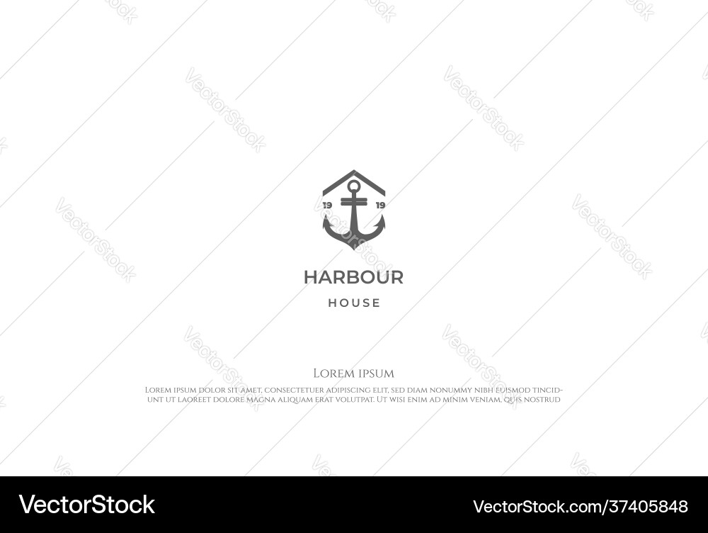 Simple anchor with house for port harbor logo Simple anchor with house for port harbor logo vector image