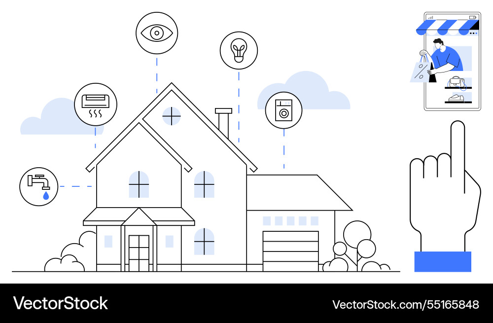 Smart home automation system with remote control Smart home automation system with remote control vector image