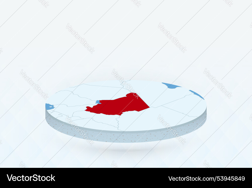3d isometric map highlighting chad in red Vector Image