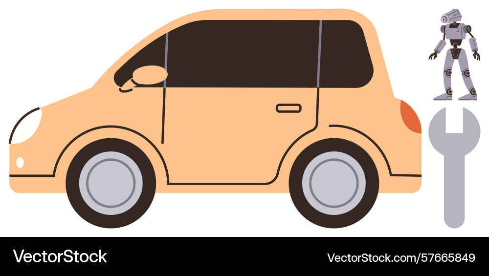 Autonomous vehicle maintenance with robotics Autonomous vehicle maintenance with robotics Vector Image