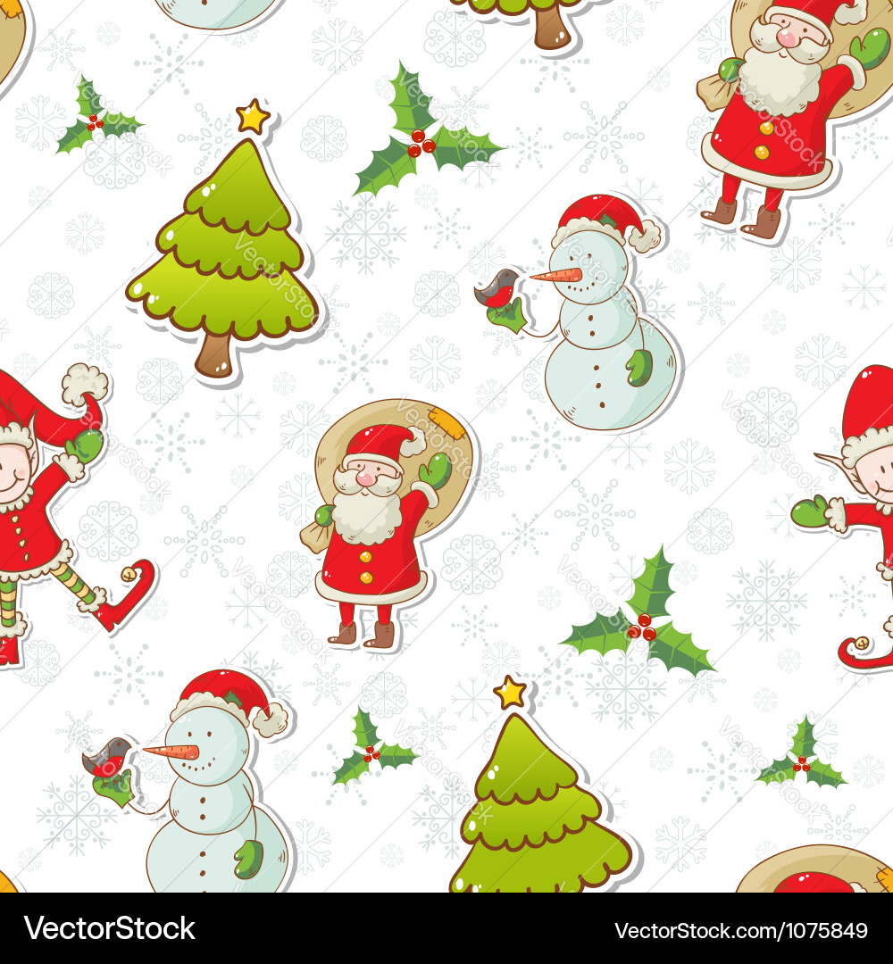 Christmas Cartoon Snowflakes Pattern vector image