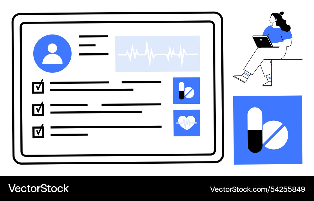 Digital medical record with user interface Digital medical record with user interface vector image