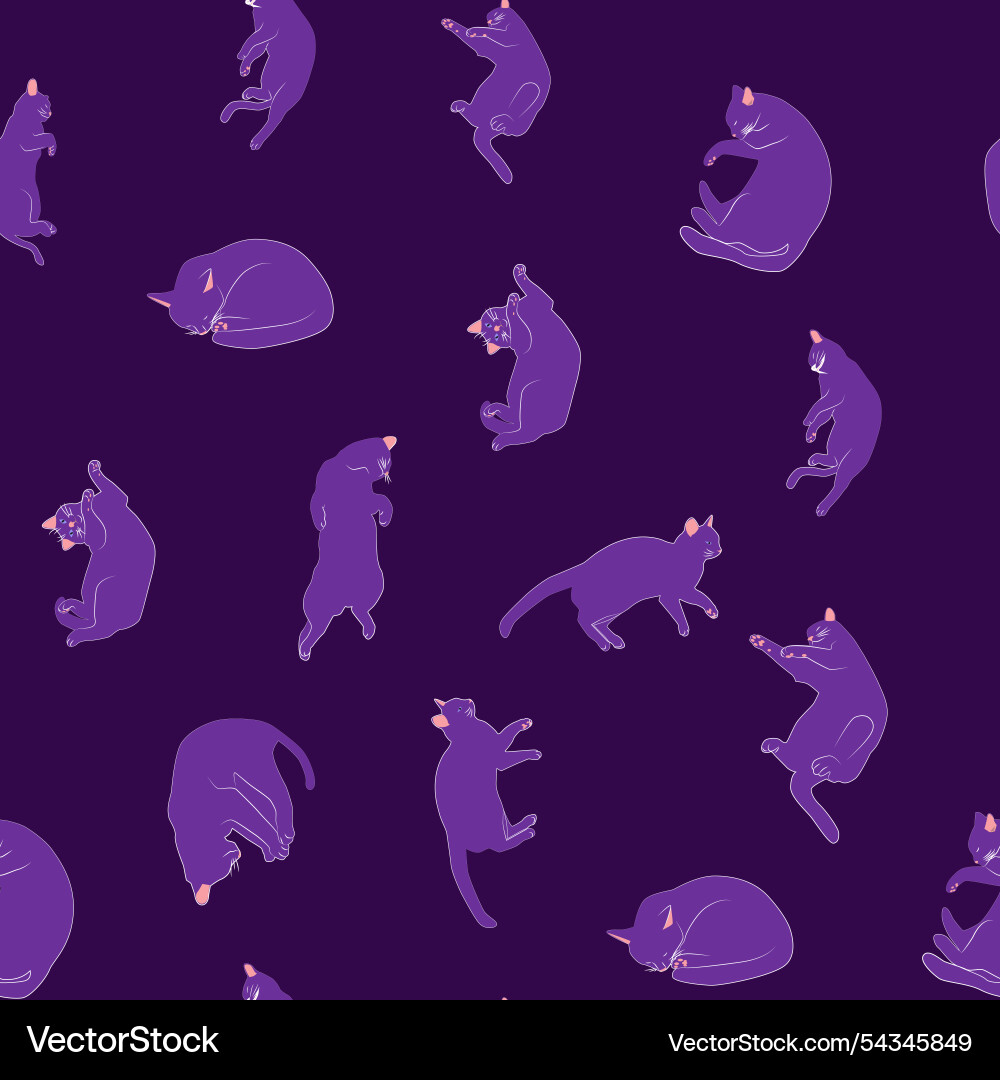 Mystical seamless pattern of cats in boho style Mystical seamless pattern of cats in boho style vector image