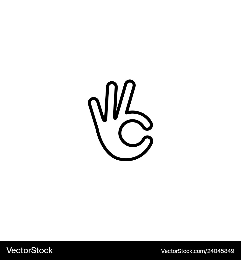 Ok hand gesture icon logo line outline monoline Ok hand gesture icon logo line outline monoline vector image
