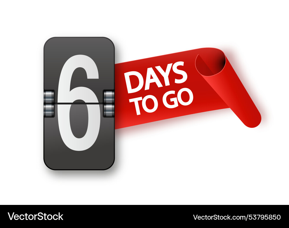 6 days to go icon set countdown of remaining vector image