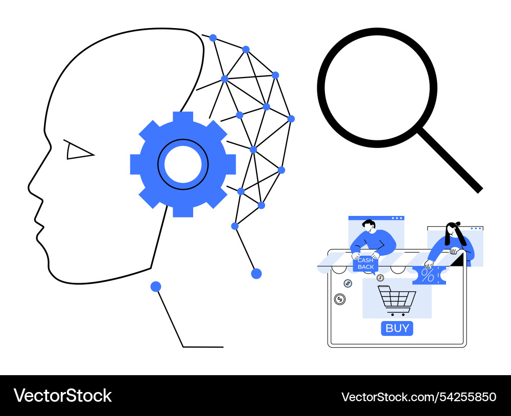 Artificial intelligence with neural network in e Artificial intelligence with neural network in e vector image