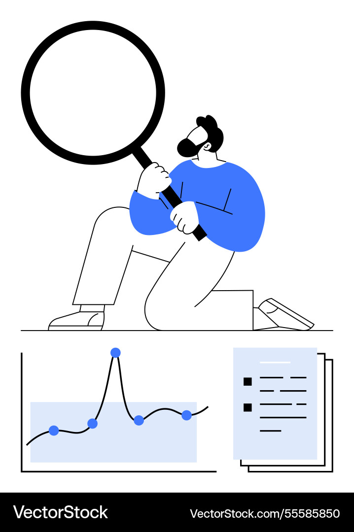 Exploring data with precision man holding Exploring data with precision man holding Vector Image
