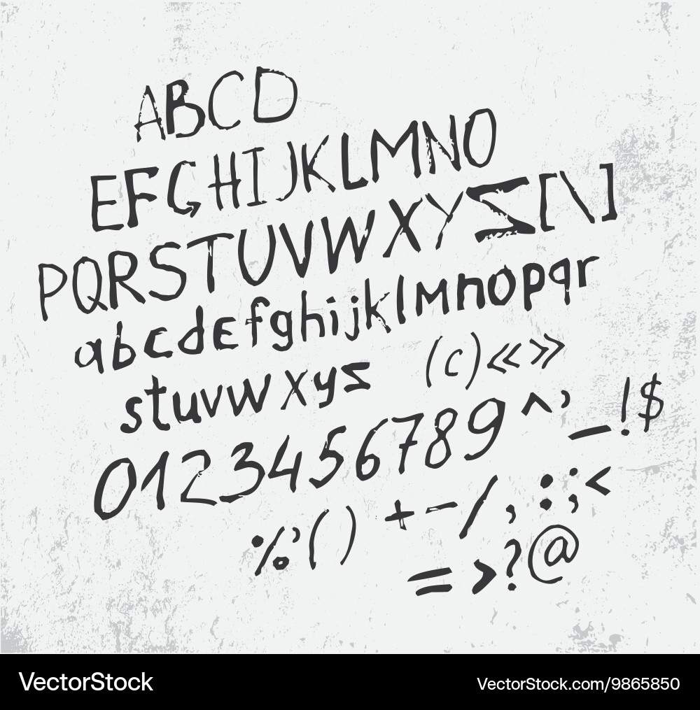 Hand made letters script font and grange vector image