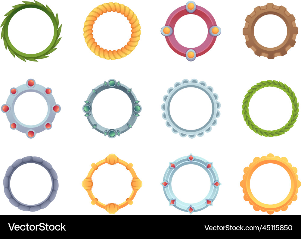 Round frames game design ui interface circle Round frames game design ui interface circle vector image