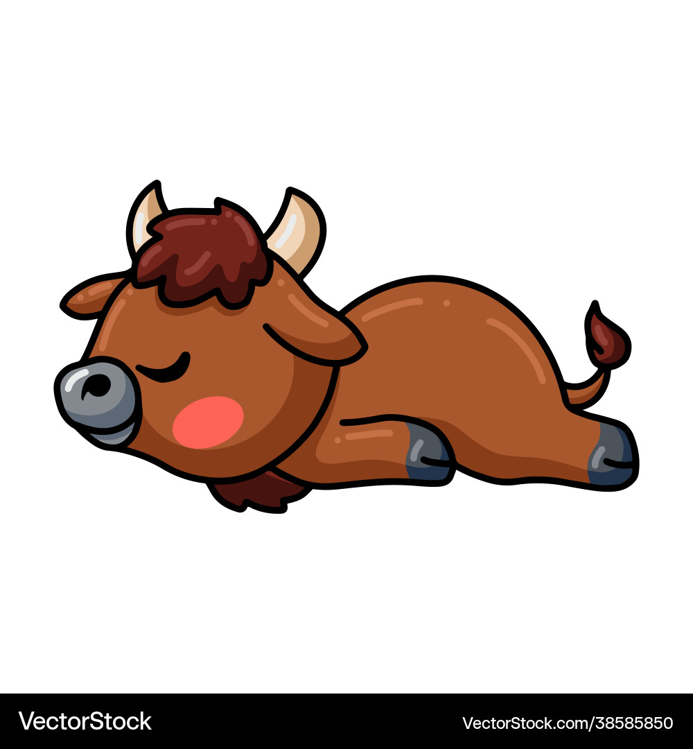 Süßes Baby Yak Cartoon schlafen Süßes Baby Yak Cartoon schlafen vektorbild
